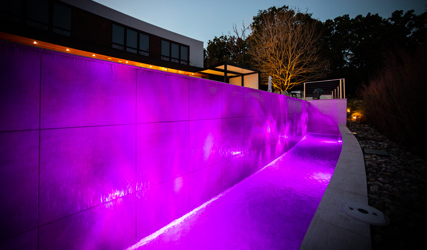 Stanley Huff Road Custom Pool Purple Lighting