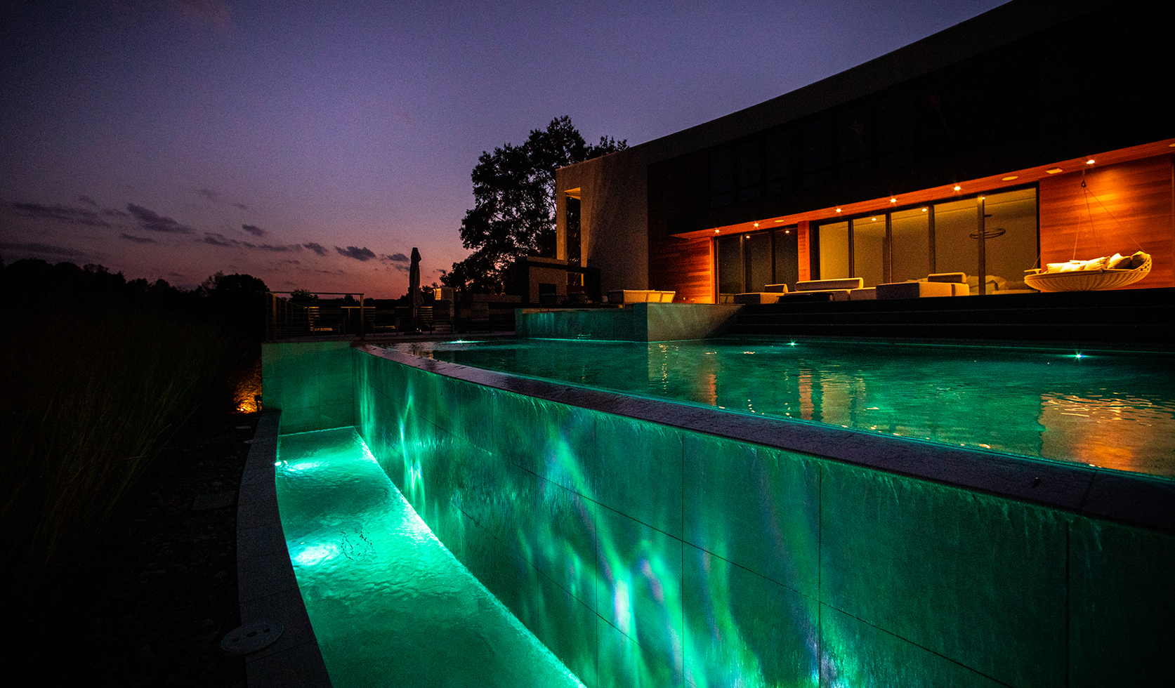 Stanley Huff Road Custom Pool Green Lighting