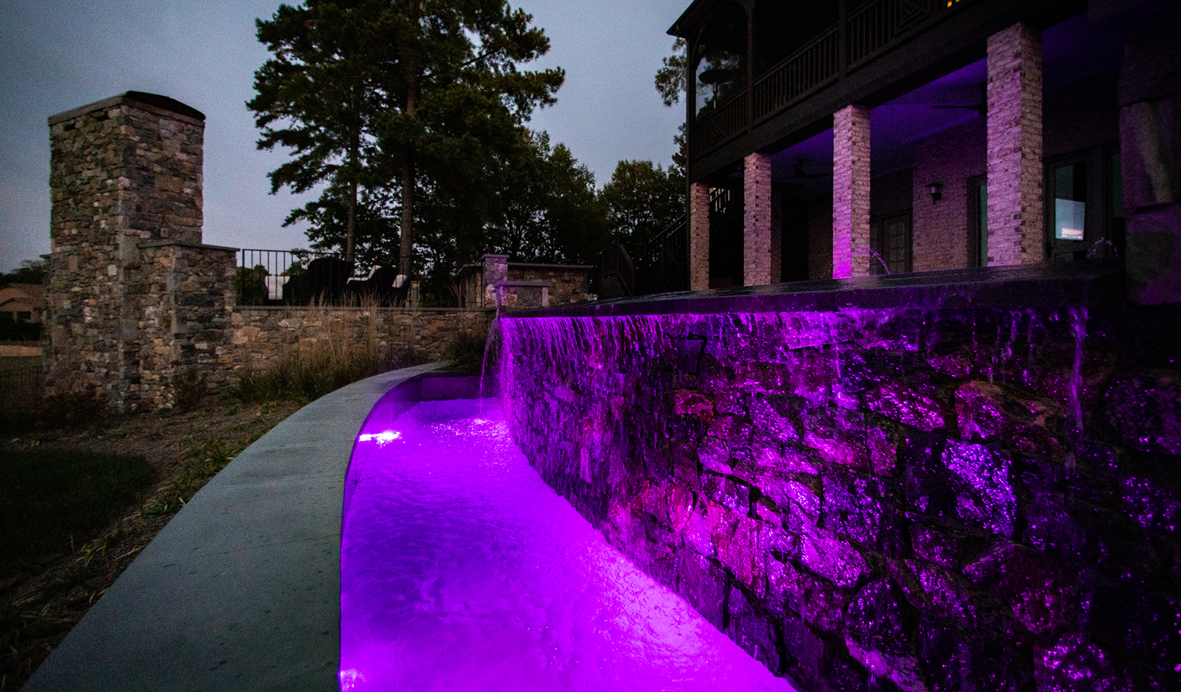 Custom Pool with Purple Lighting