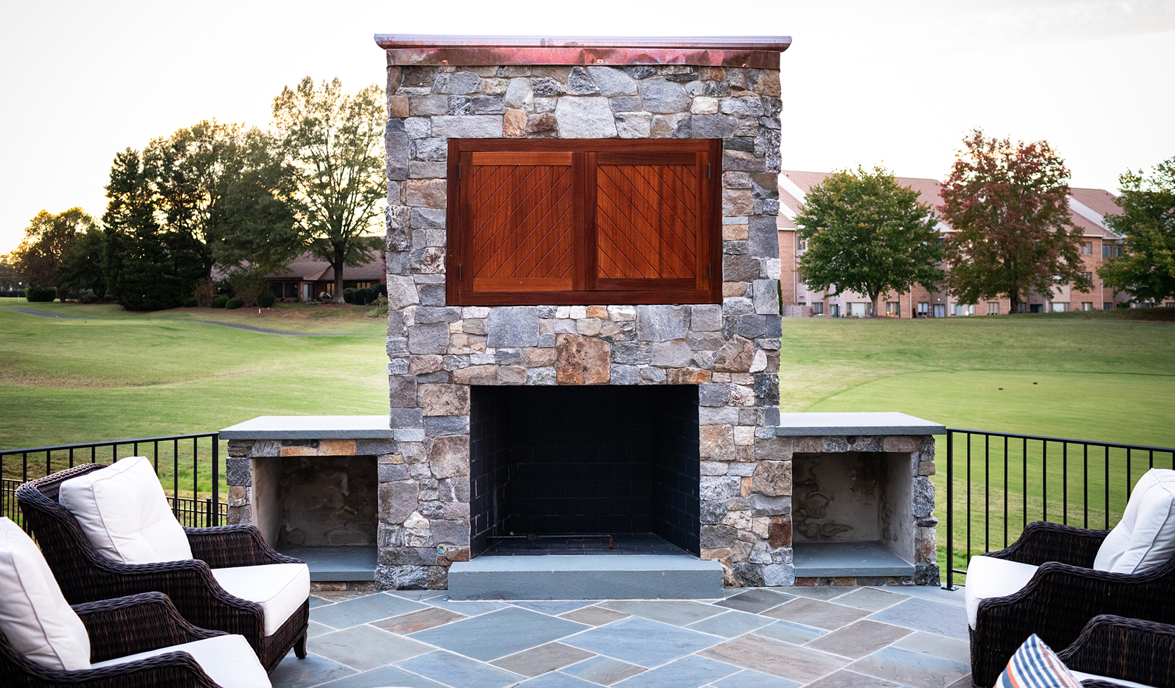 Custom Pool Fireplace